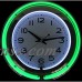 14" Double Ring Neon Clock, Green Outer & White Inner Ring   551886755